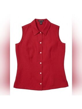Like New Vintage Y2K Harold's Sleeveless Linen Top, Vibrant Red, Size 4